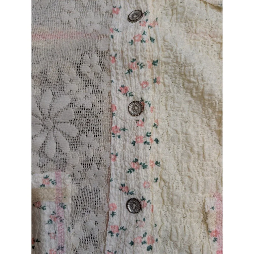 POL Floral Lace Hoodie S Jacket Boho Coquette Cottagecore Balloon Sleeve Shacket - Picture 4 of 14